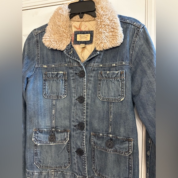 Y2K Abercrombie & Fitch Sherpa Jean Jacket Med - Picture 4 of 7